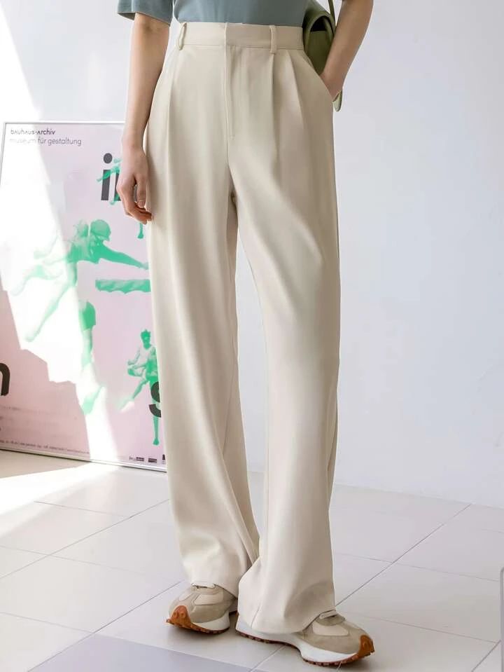 Dazy-Less Plicated Detail Straight Leg Pants | SHEIN