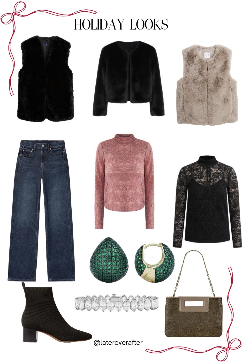  Christmas outfit, faux fur, lace top, velvet tops 

#LTKOver40 #LTKHoliday #LTKGiftGuide