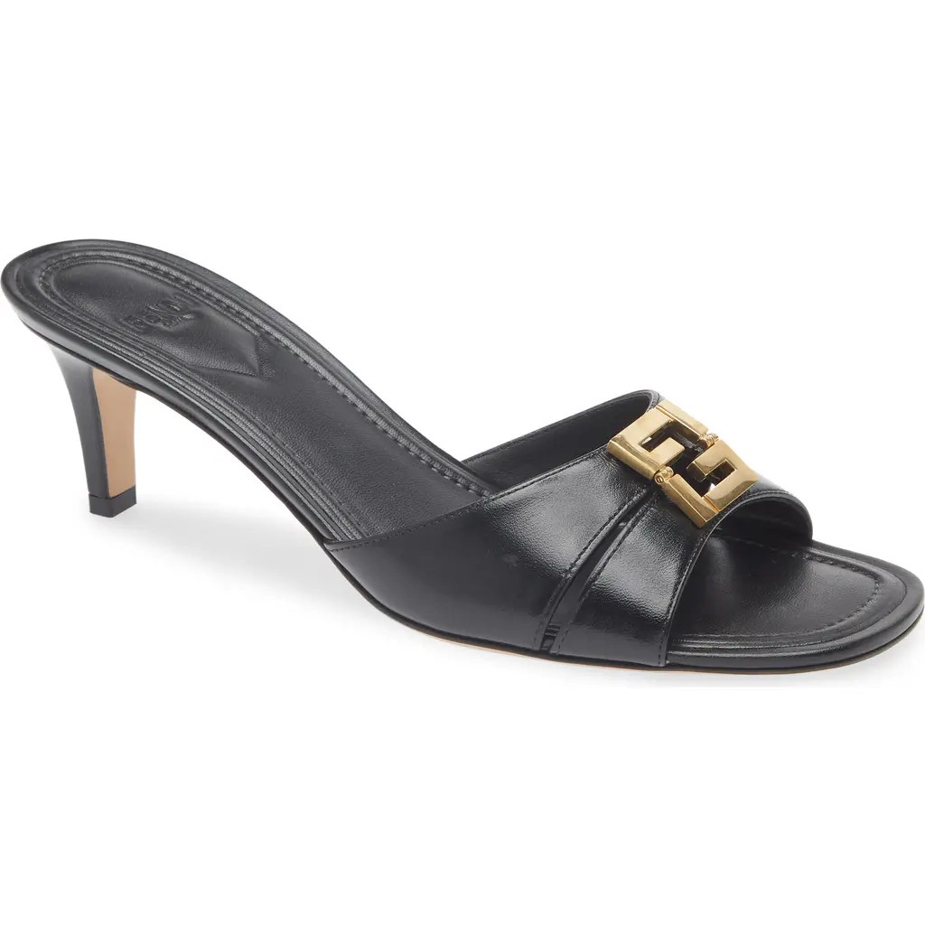 Fendi FFold Kitten Heel Slide Sandal in Black at Nordstrom, Size 7Us | Nordstrom