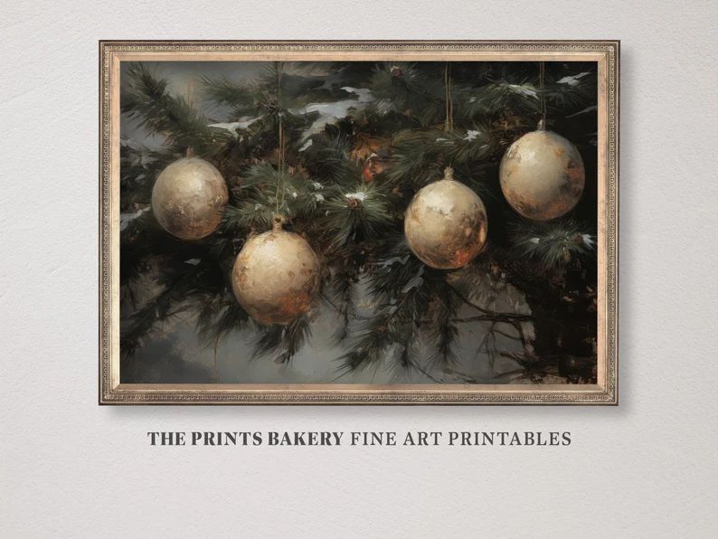 PRINTABLE Christmas Tree Gold Ornaments Digital Print Vintage - Etsy | Etsy (US)