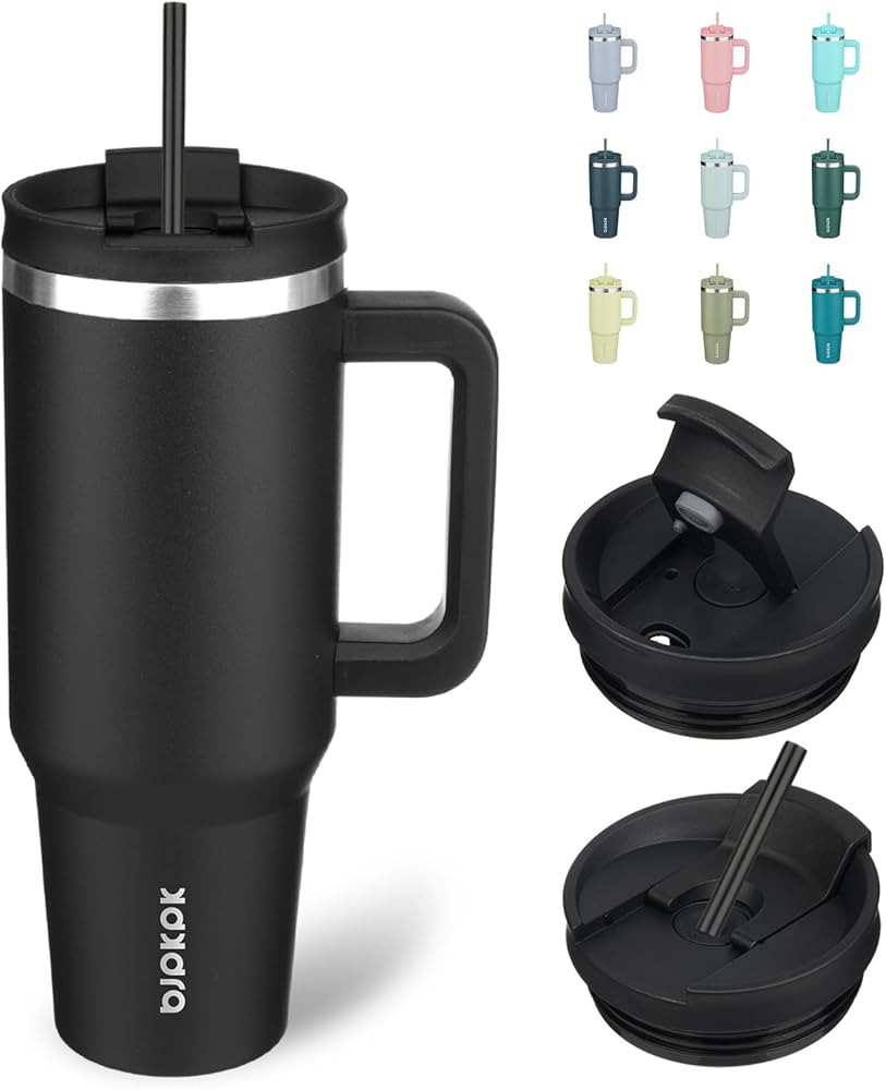 BJPKPK 40 oz Tumbler With Handle Insulated Tumblers With Lid And Straw Stainless Steel Thermal Cu... | Amazon (US)