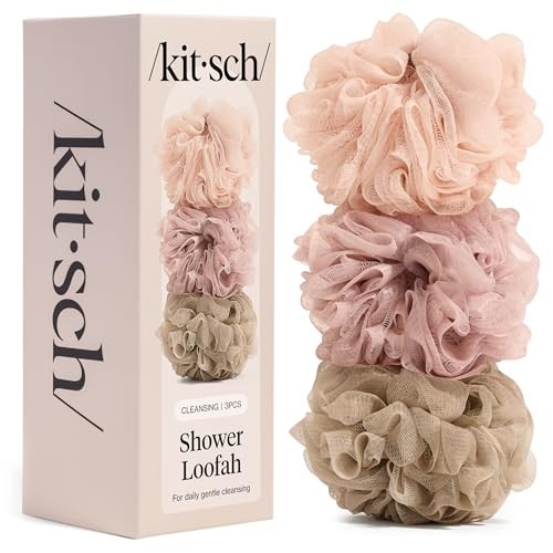 Kitsch Shower Loofah – Soft Mesh Body Scrubber & Bath Sponge - 3pc Set | Amazon (US)