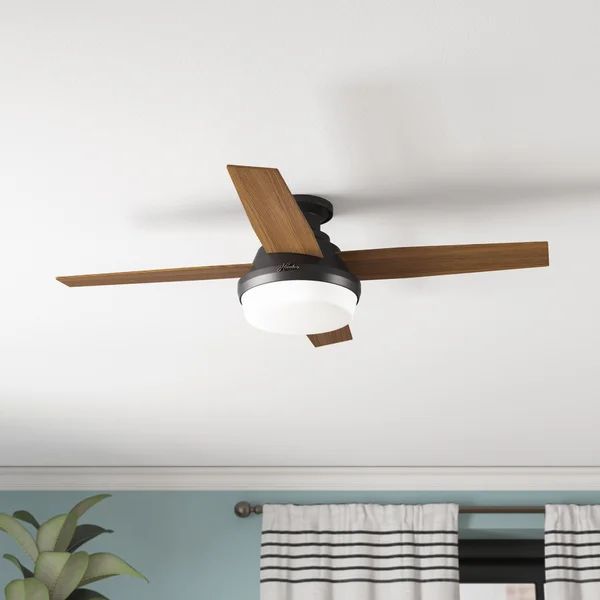 44" Dempsey Low Profile 4 - Blade LED Flush Mount Ceiling Fan with Remote Control and Light Kit I... | Wayfair North America