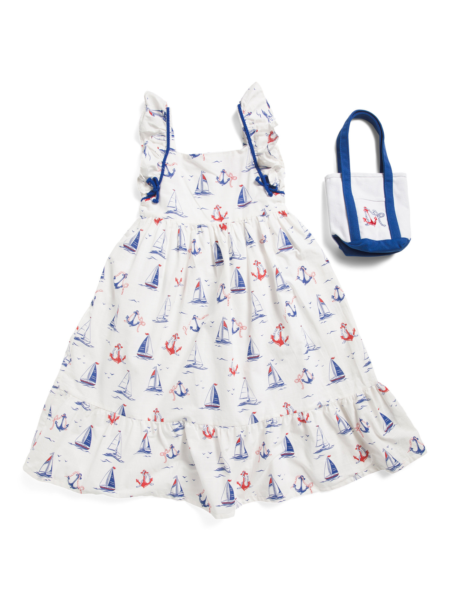Girls Nautical Print Maxi Dress With Tote Bag | Little Girl Dresses | Marshalls | Marshalls