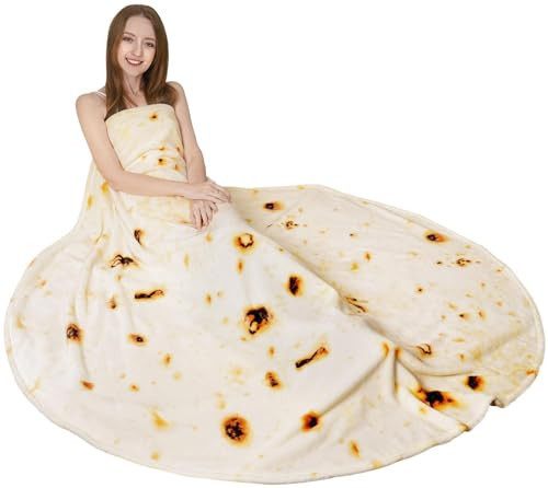 RAINBEAN Burrito Pizza Blankets Funny Gifts, Cute Food Wrap Blanket for Adults Kids, Soft and Fuzzy Throw Blankets for Christmas White Elephant (Burrito, 35Inch) | Amazon (US)