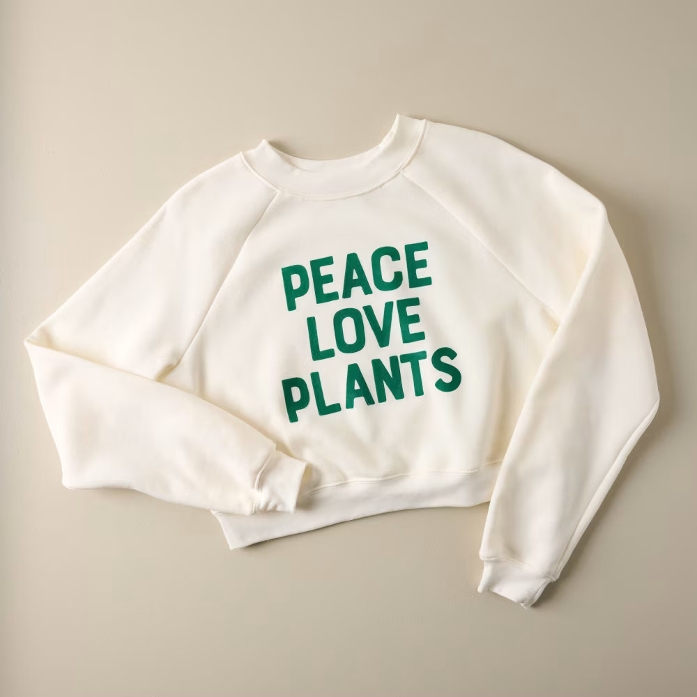 Ferny's Peace Love Plants Cropped Sweatshirt | Magnolia