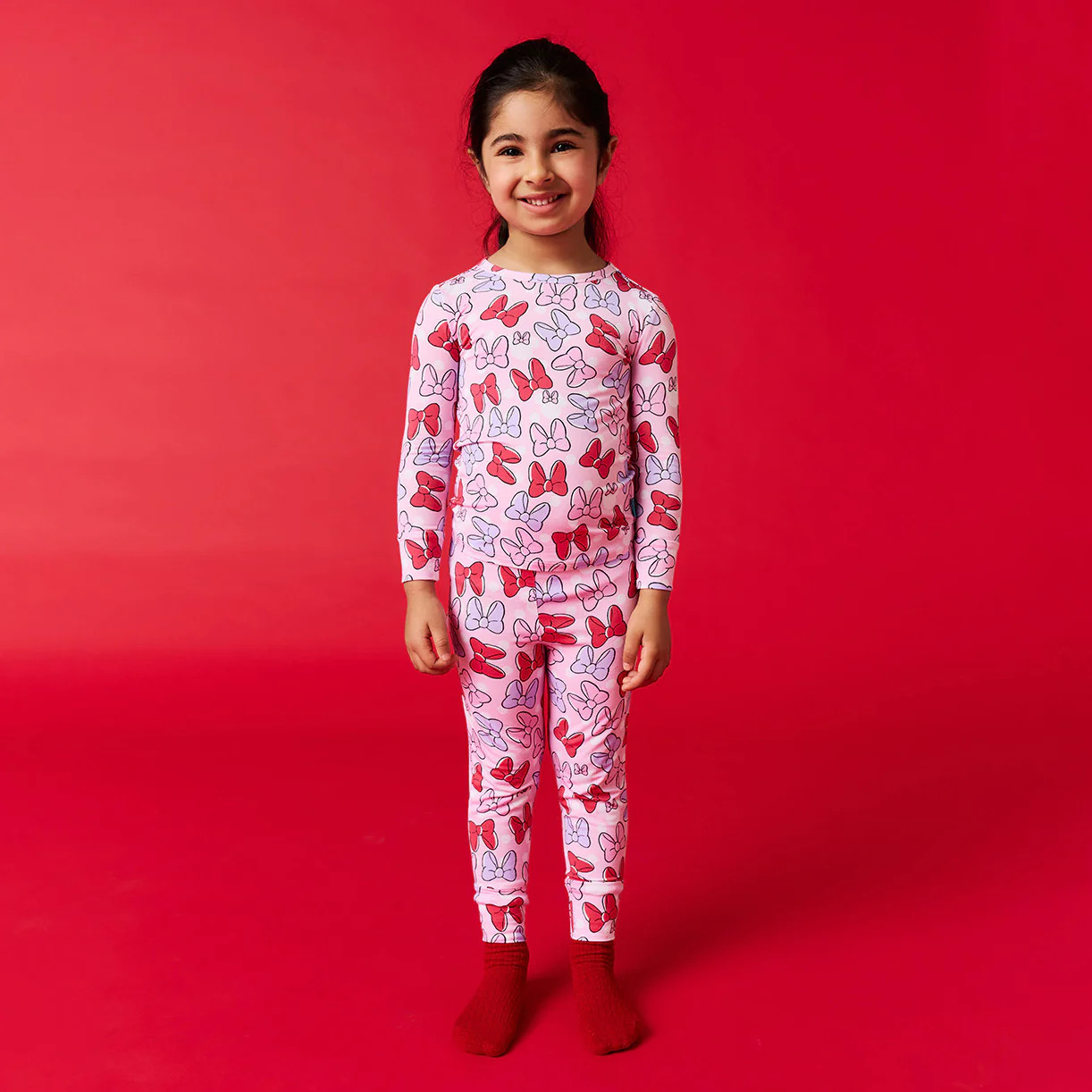 Galetine's Pink Long Sleeve Toddler Pajamas | Disney Minnie & Daisy Bows | Posh Peanut