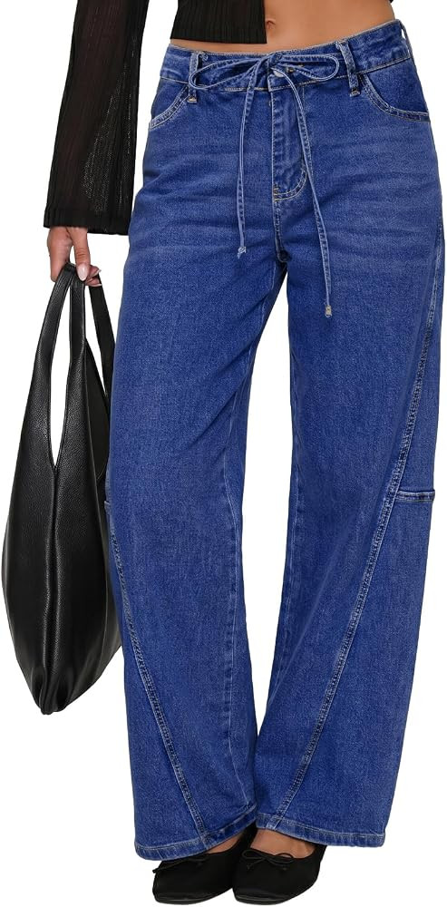 Sidefeel Wide Leg Low Rise Jeans for Women Trendy | Amazon (US)