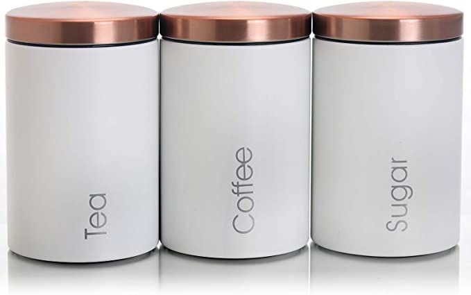 MegaChef Food Storage and Organization Canister Set Collection, 3 Piece, White | Amazon (US)