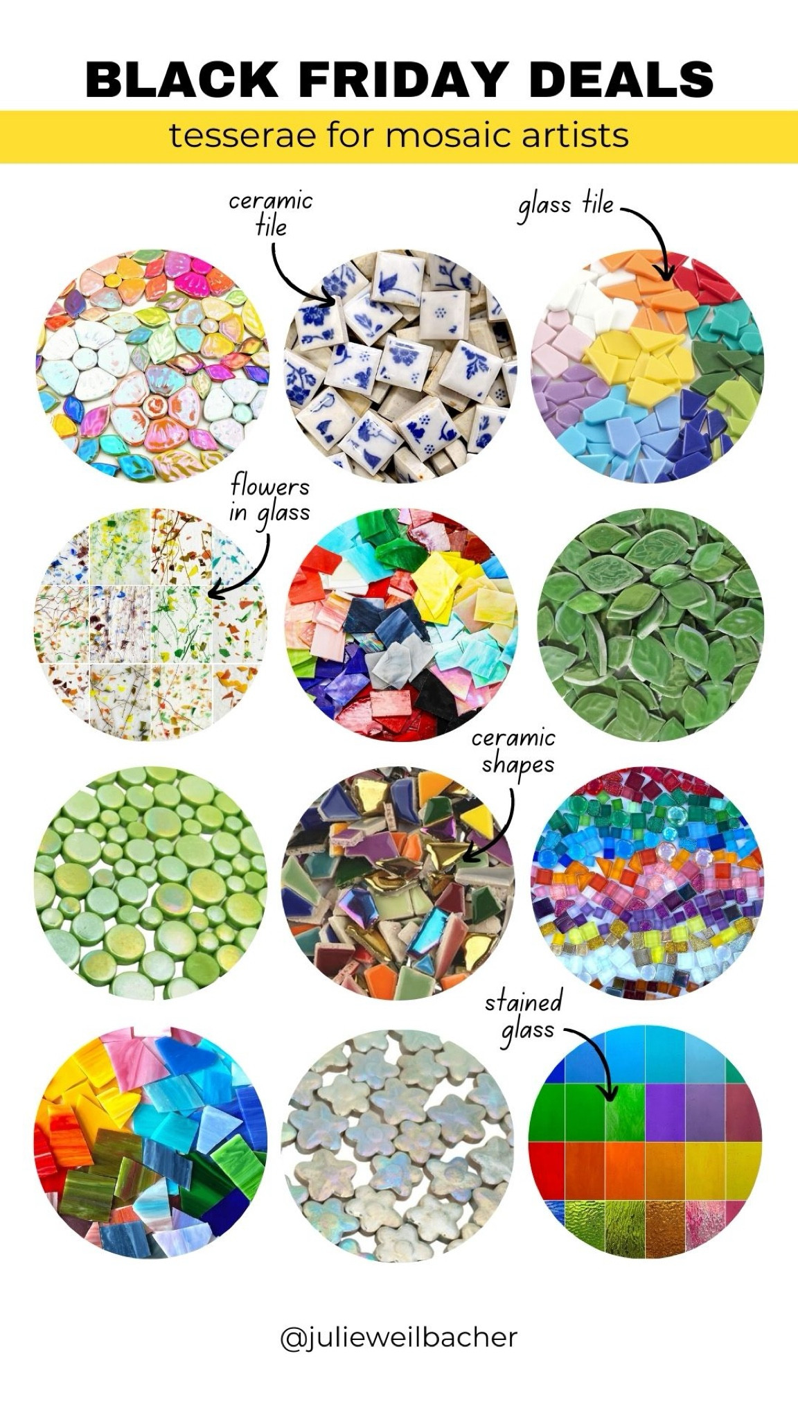 Sharing Black Friday deals on tesserae for mosaic artists. 🎨 For mosaic tips, tutorials, inspiration, and so much more please visit my YouTube channel: YouTube.com/julieweilbacher. Follow @julieweilbacher on Instagram for all things mosaic art. stained glass - mosaic - glass tile - tile crafts - mosaics - ceramic tile - glass gems - glass dots - flower tile - blue and white chinoiserie - blue and white Chinese porcelain 

#LTKHoliday #LTKGiftGuide #LTKSeasonal