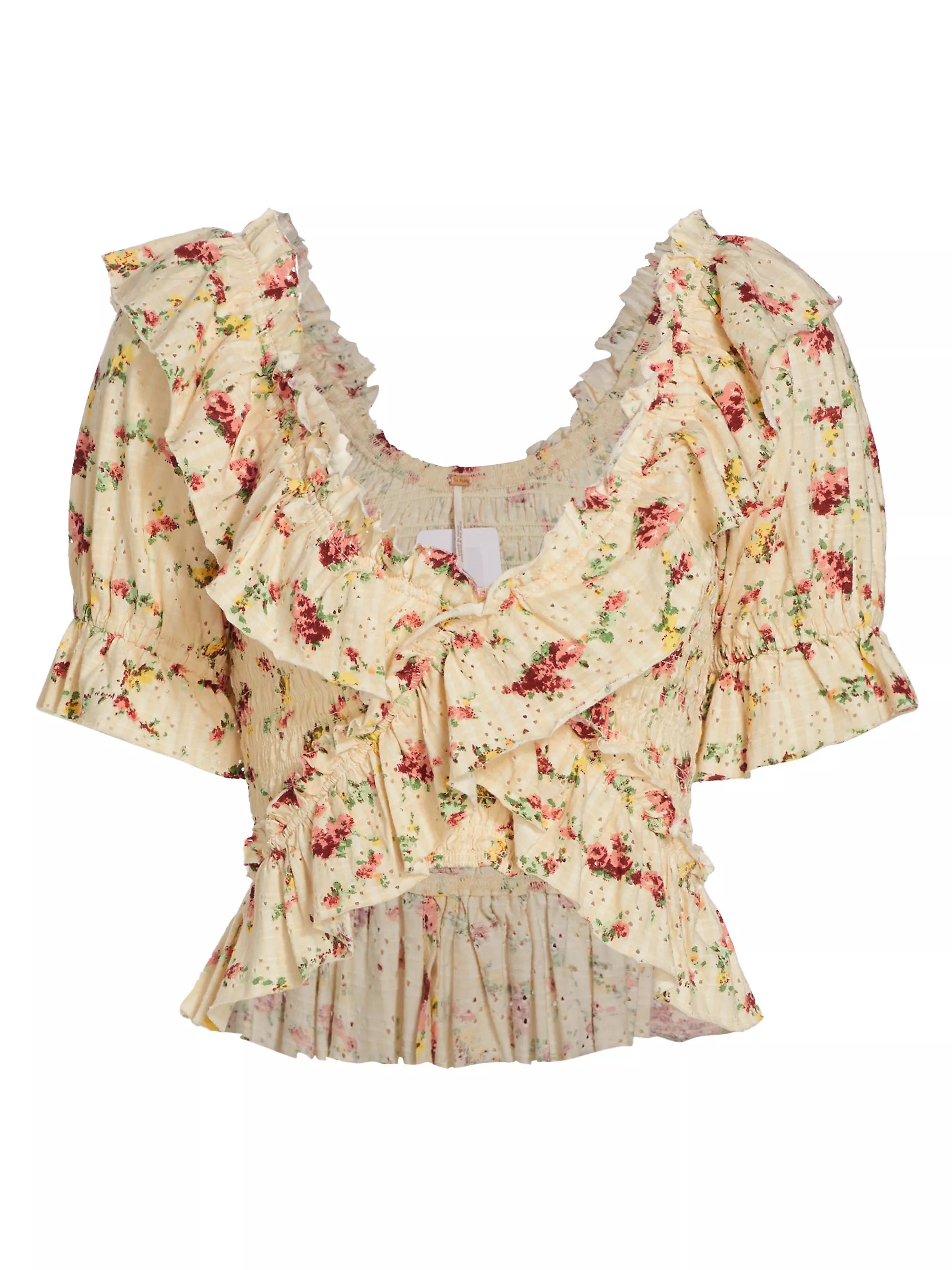 Favorite Girl Ruffle Floral Cotton Crop Blouse | Saks Fifth Avenue
