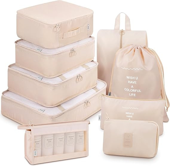 Mossio 9 Set Packing Cubes with Shoe Bag & Electronics Bag - Luggage Organizers Suitcase Travel A... | Amazon (US)