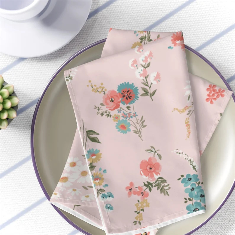 Daisies Pink Napkins Cocktail Napkins Wedding Nappy for | Etsy | Etsy (US)
