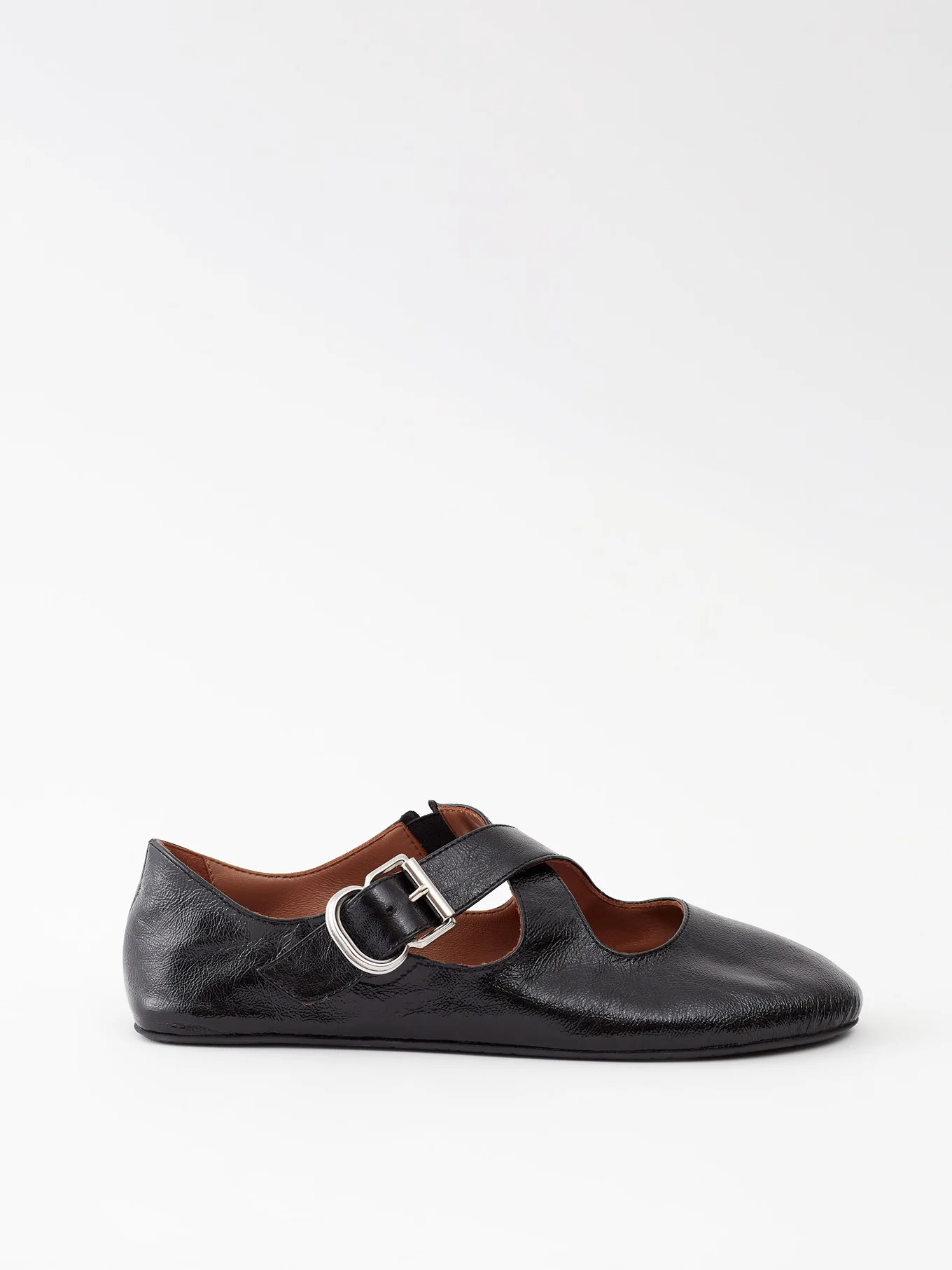 Buckled crossover leather flats | Matches (UK)
