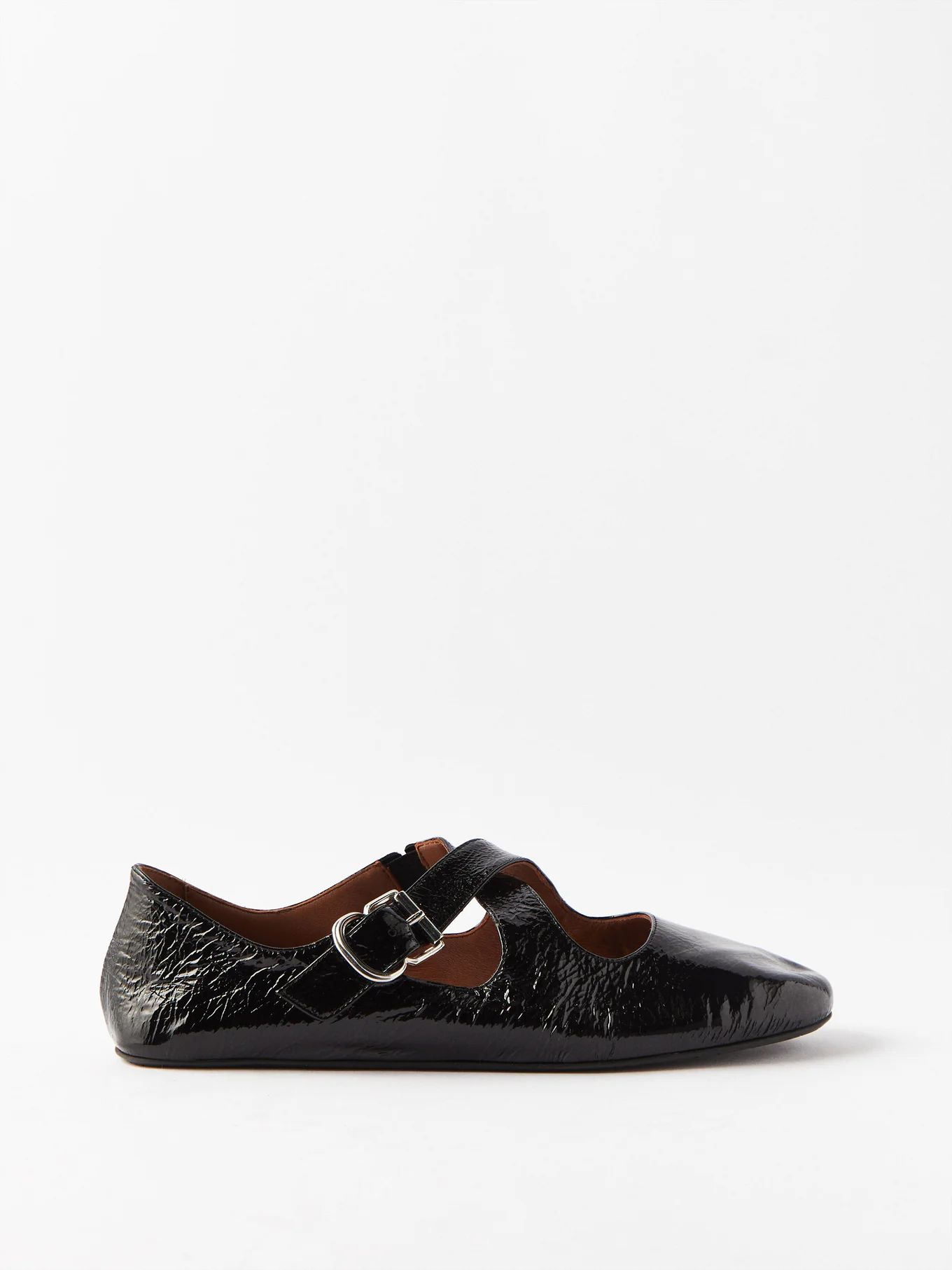 Buckled crossover leather flats | Matches (UK)