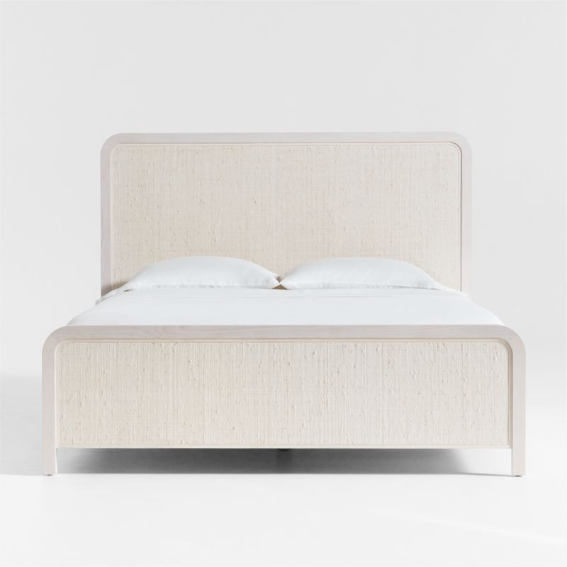 Rica White Wood and Grasscloth Queen Bed + Reviews | Crate & Barrel | Crate & Barrel