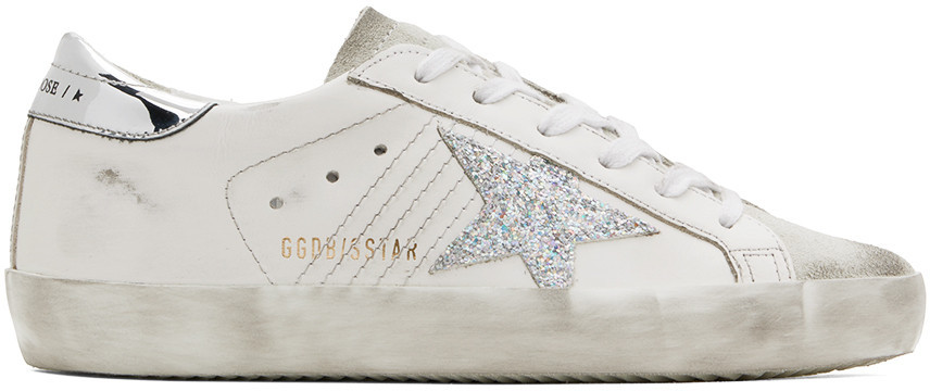 Golden Goose White & Silver Super-Star Sneakers | SSENSE