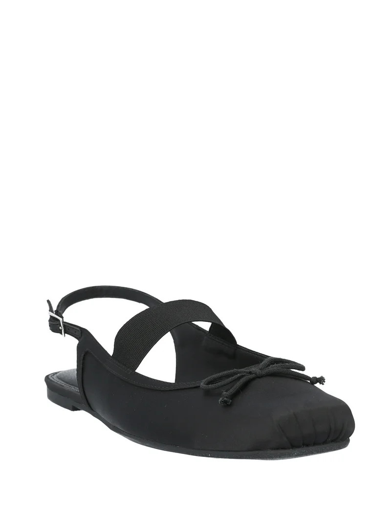 Scoop Women's Satin Slingback Mary Jane Pleated Toe Ballet Flats | Walmart (US)
