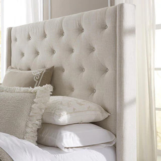 Wingback Button Tufted Cream Queen Size Upholstered Headboard | Bed Bath & Beyond