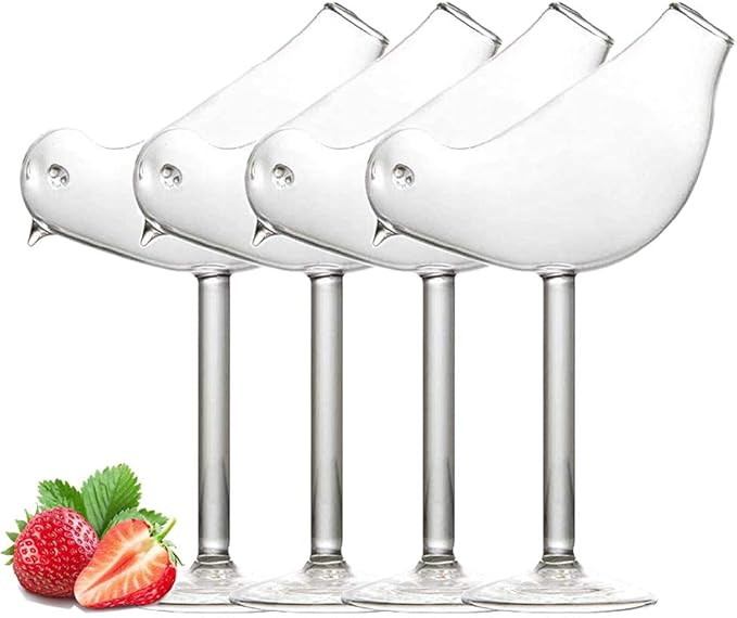Cocktail Glass Bird Glasses Drinking Bird Shaped Cocktail Wine Glass 5oz/150ml Set of 4 Unique Ch... | Amazon (US)
