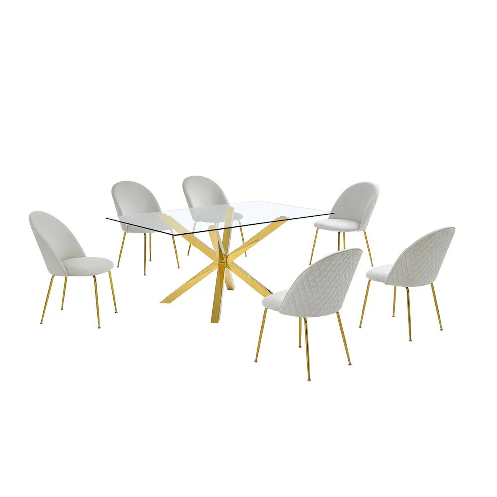 7 piece dining set- Rectangular dining table with 6 Cream side chairs | Shop Simon