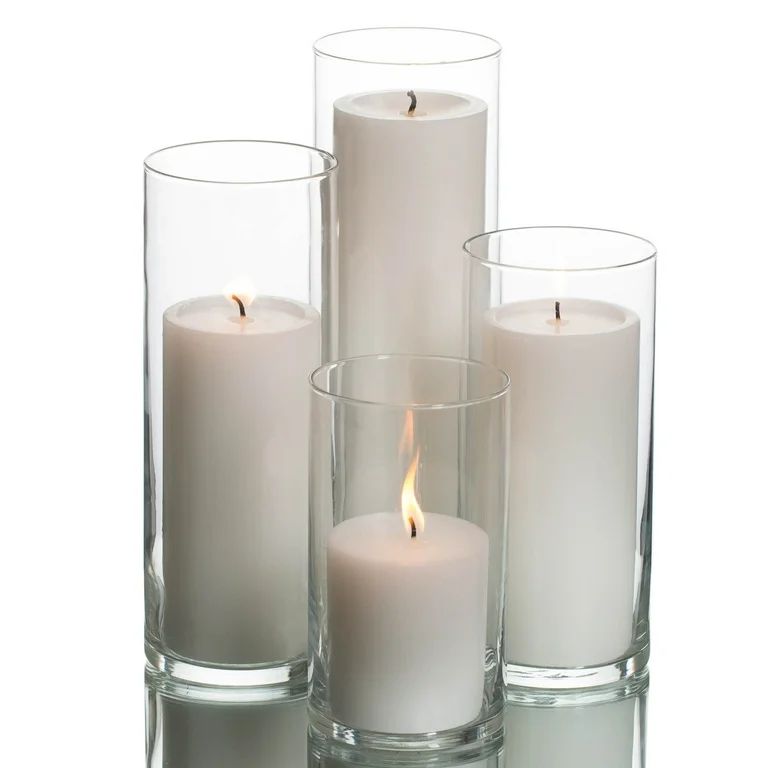 Richland Pillar White Candles & Eastland Cylinder Holders Set of 4 - Walmart.com | Walmart (US)