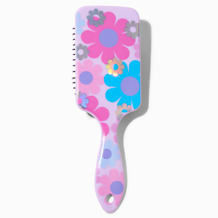 Retro Daisy Purple Paddle Hair Brush | Claire's (US)
