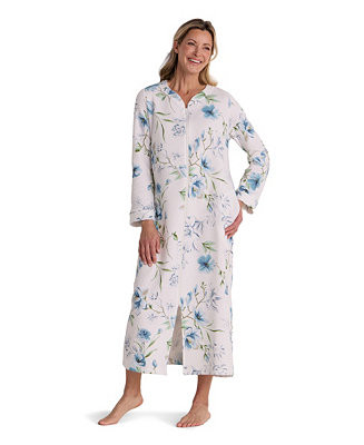 Women's Long-Sleeve Printed Long Zip Robe | Macy's