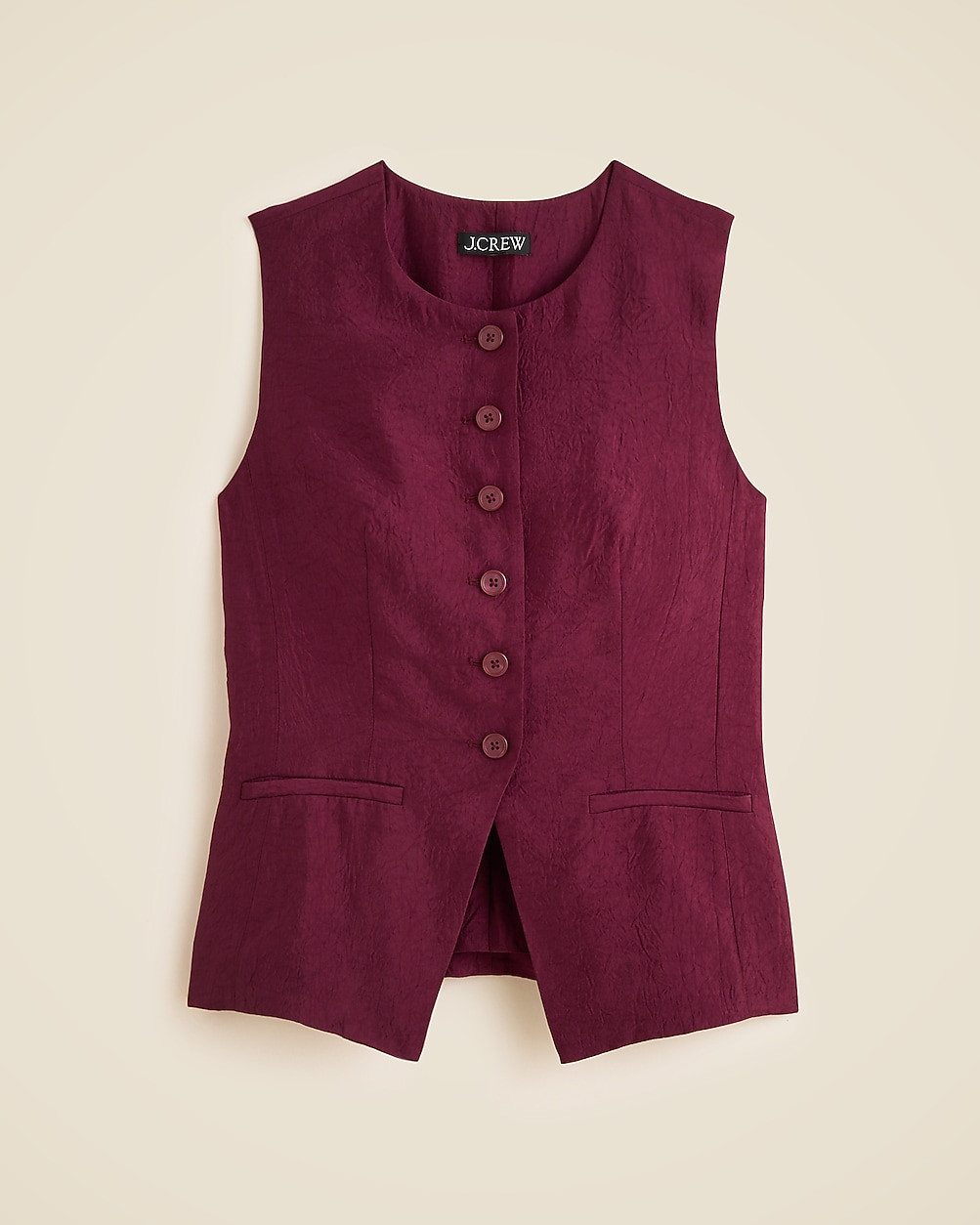 Essential cutaway vest top in textured satin | J. Crew US