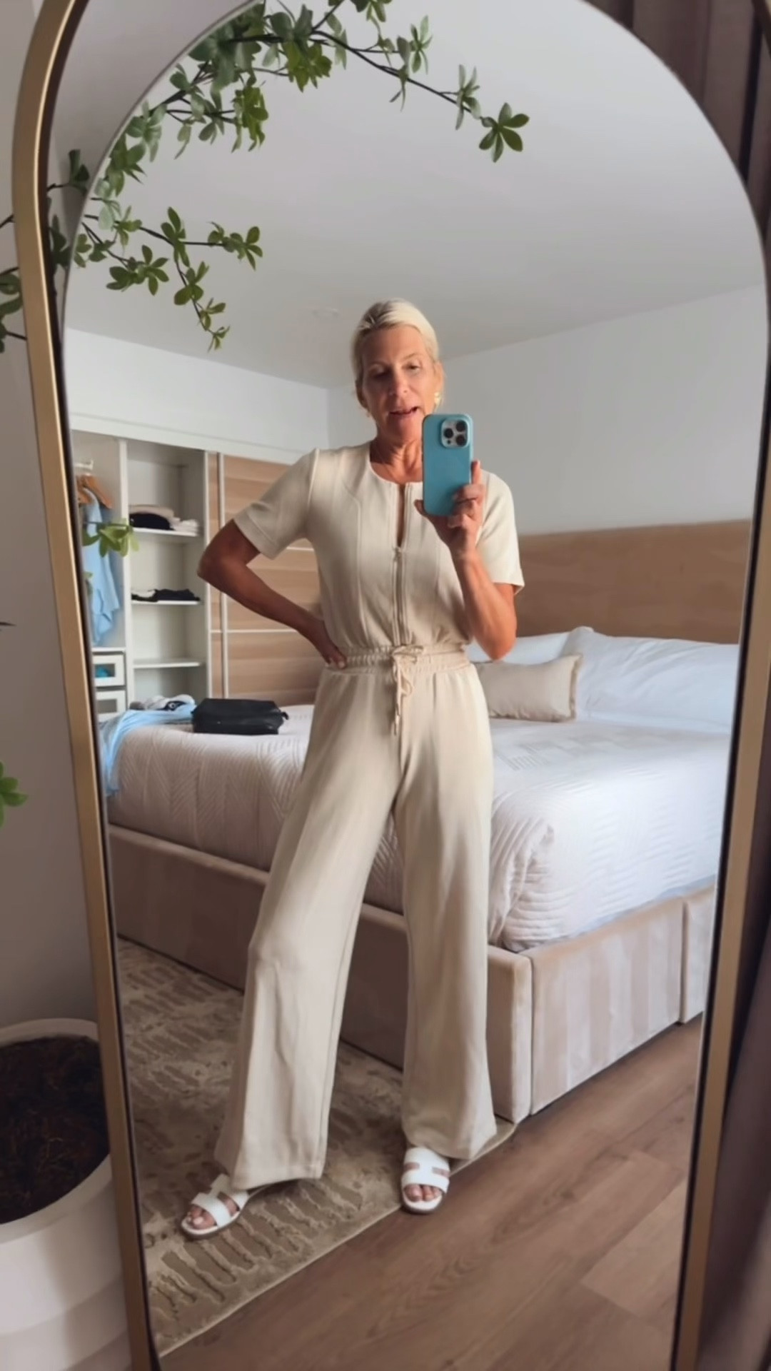 Chic everyday look with a beige jumpsuit and minimal styling.

#LTKSaleAlert #LTKOver40 #LTKootd