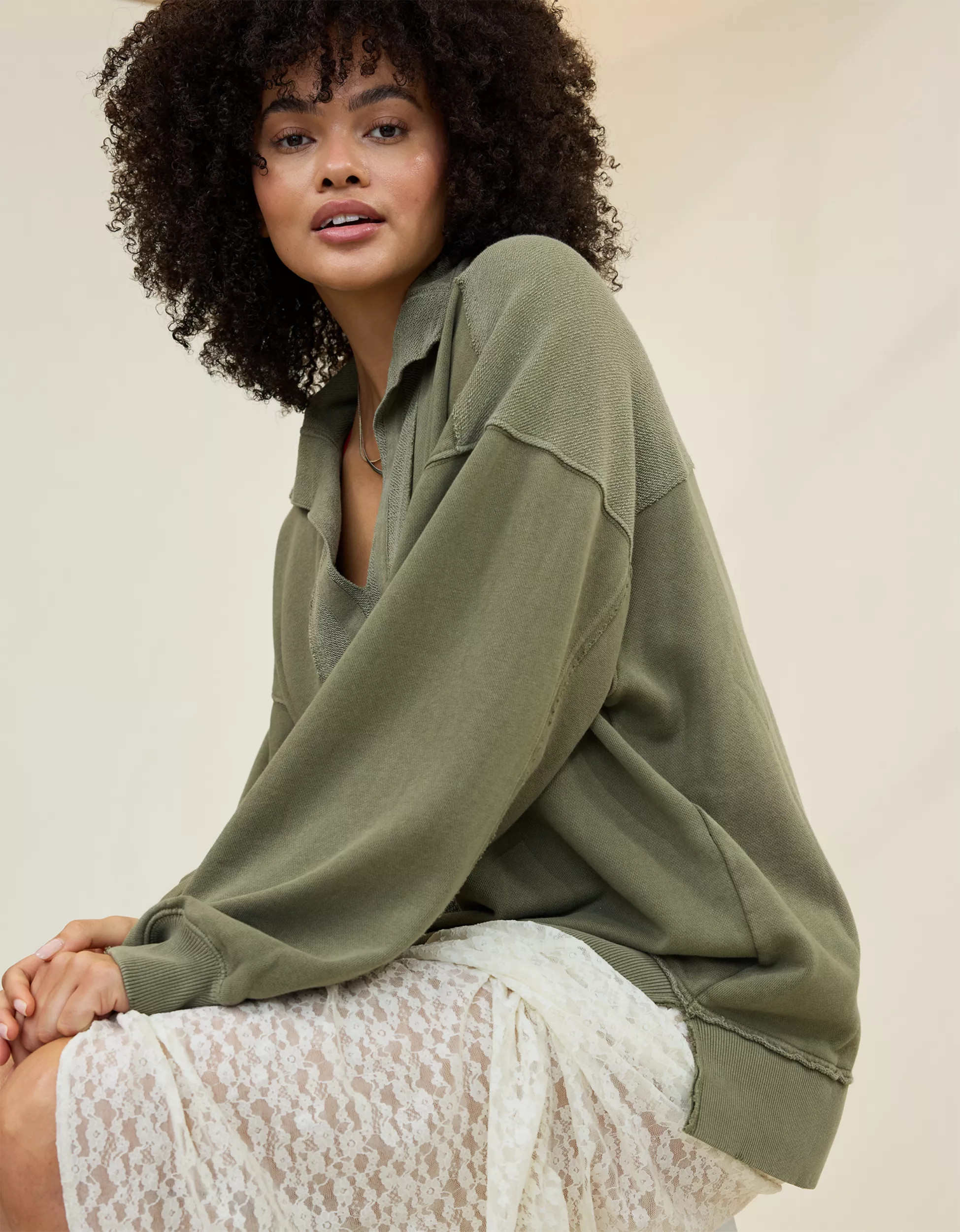 Aerie Starry Skies Open Neck Sweatshirt | Aerie