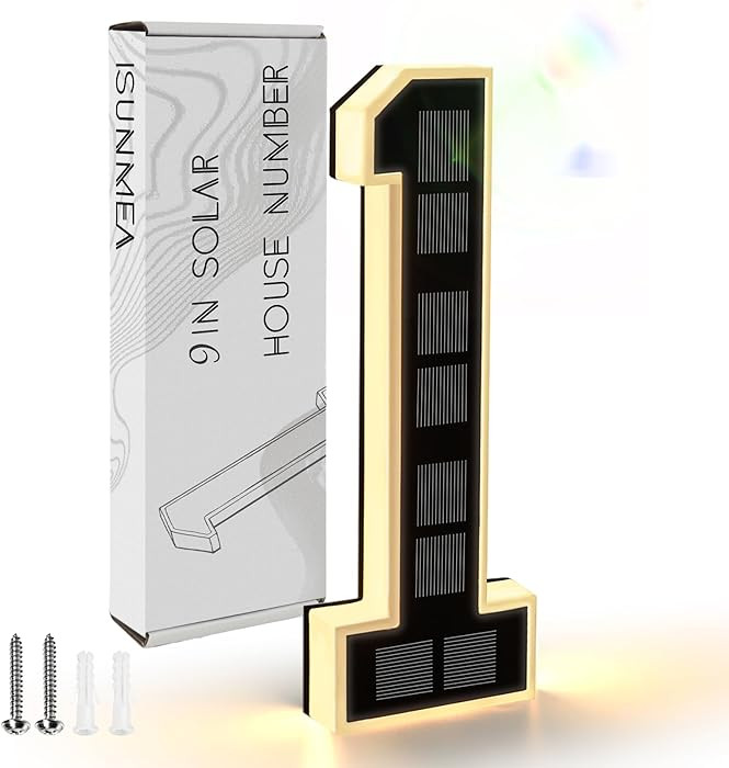 ISUNMEA 9 Inch Solar Lighted House Numbers for Outside, Light Up Waterproof LED Address Numbers S... | Amazon (US)