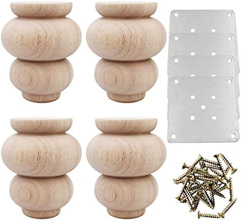 Btibpse Wood Furniture Legs 4 Inch Sofa Couch Chair Ottoman Loveseat Cabinet Legs Replacement Feet U | Amazon (US)