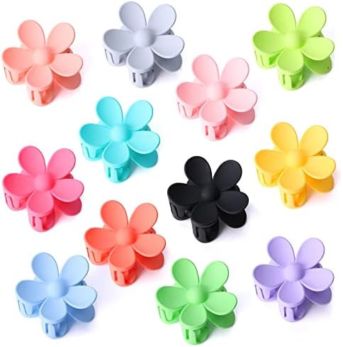 Hair Claw Clips - AYBLOOM 12 PCS Flower Hair Clips Cute Claw Clips for Women Girls Thick Hair, Bi... | Amazon (US)