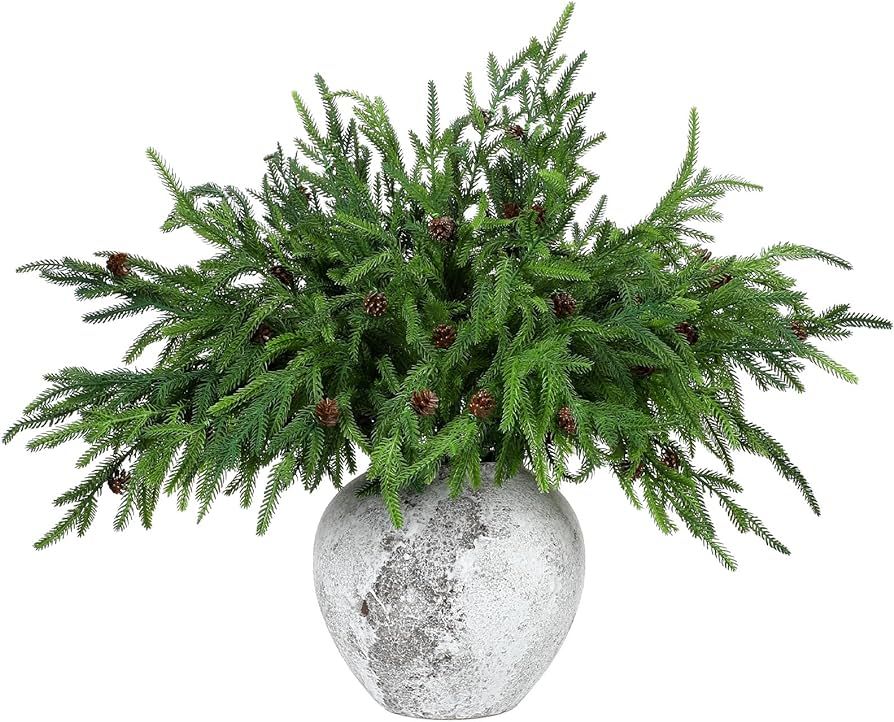 Yinder Xmas Norfolk Pine Branches with Pine Cones Norfolk Pine Artificial Xmas Branches for Xmas ... | Amazon (US)