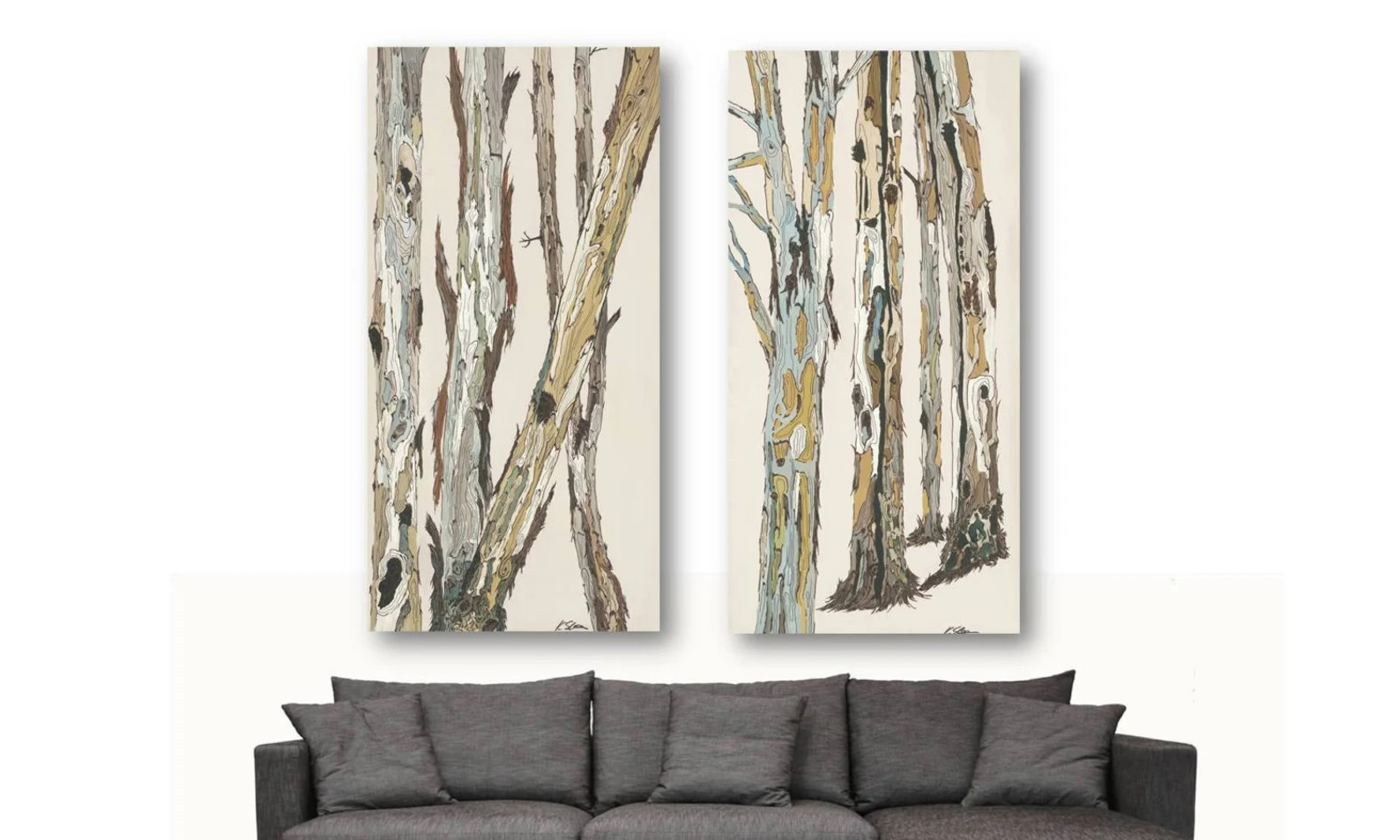 Vertical wall art, Extra Large pastel artwork, oversized diptych, living room bedroom huge canvas... | Etsy (US)