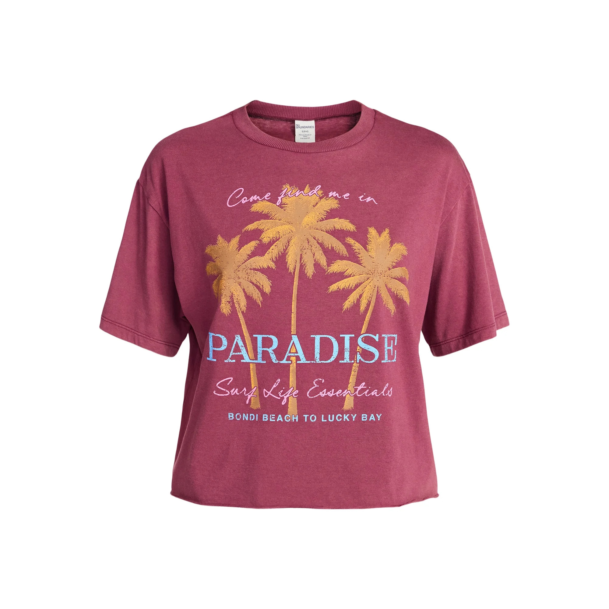 No Boundaries Boxy Cropped Graphic Tee, Women's XXS-XXL | Walmart (US)