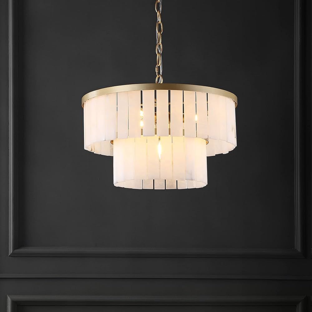 SAFAVIEH Lighting Collection Kiandra Art Deco Marble 2-Tier 20-inch Diameter Adjustable Hanging C... | Amazon (US)