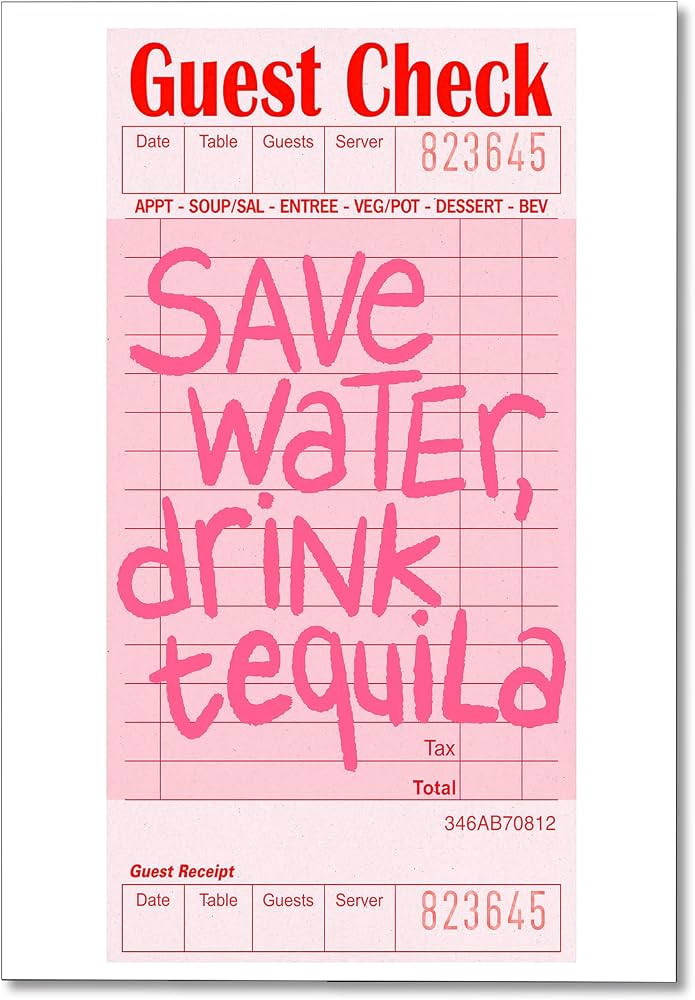 OAOPIC Funny Pink Guest Check Canvas Wall Art Preppy Funky Vintage Alcohol Posters for Room Aesth... | Amazon (US)