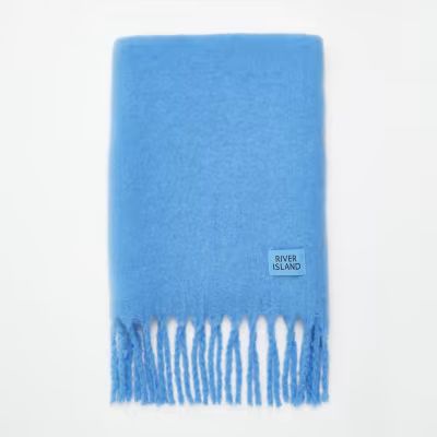 Blue RI branded oversized scarf | River Island (UK & IE)