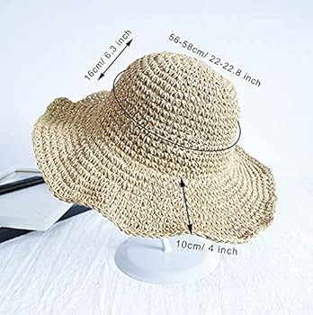 Women Straw Hat Wide Brim Beach Sun Cap Foldable Large Lady Floppy 100% Natural Paper Braided for... | Amazon (US)