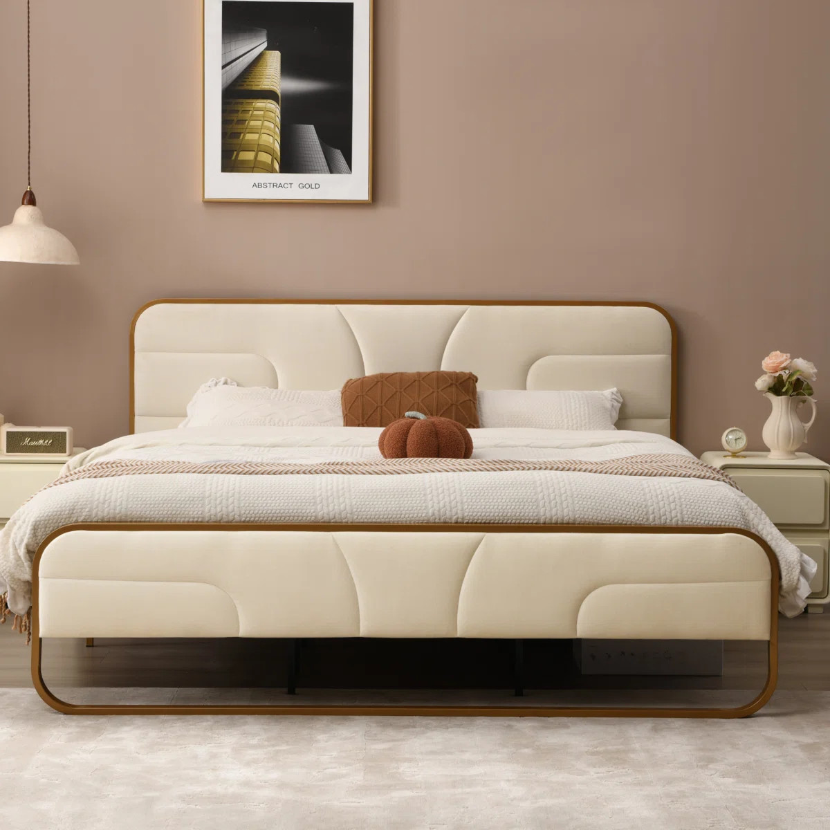 Nelsie Upholstered Platform Bed with Velvet Tufted Headboard | Wayfair North America