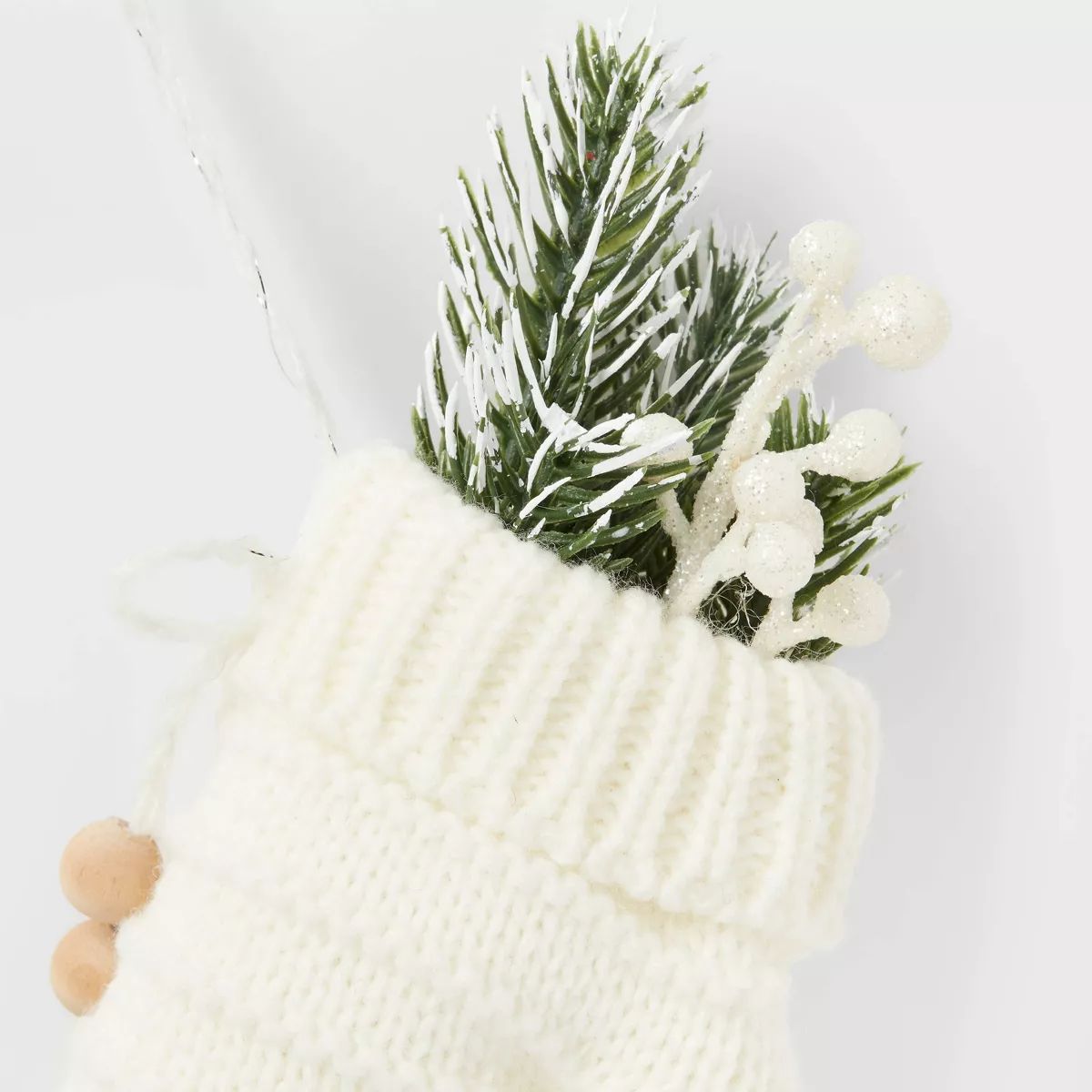 Knit Mitten with Faux Greenery Christmas Tree Ornament White - Wondershop™ | Target