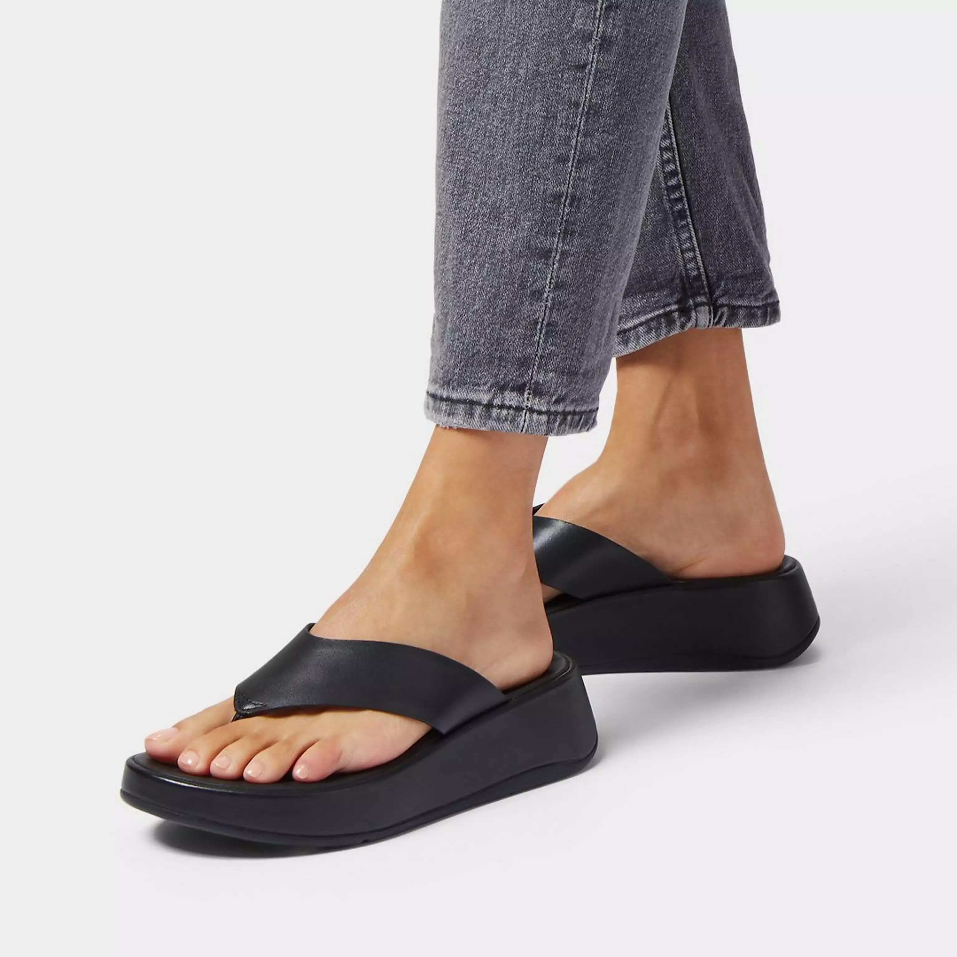 F-MODE Luxe Leather Flatform Toe-Post Sandals | FitFlop (UK)