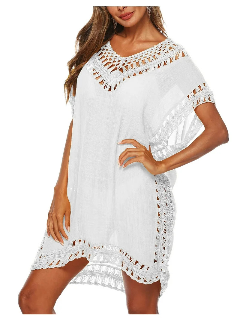 Cogild Swimsuit Cover up for Women White Crochet Beach Coverup Bathing Suit Cover Ups | Walmart (US)