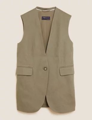 Linen Blend Sleeveless Blazer | M&S Collection | M&S | Marks & Spencer (UK)