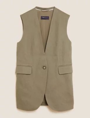 Linen Blend Sleeveless Blazer | Marks & Spencer (UK)