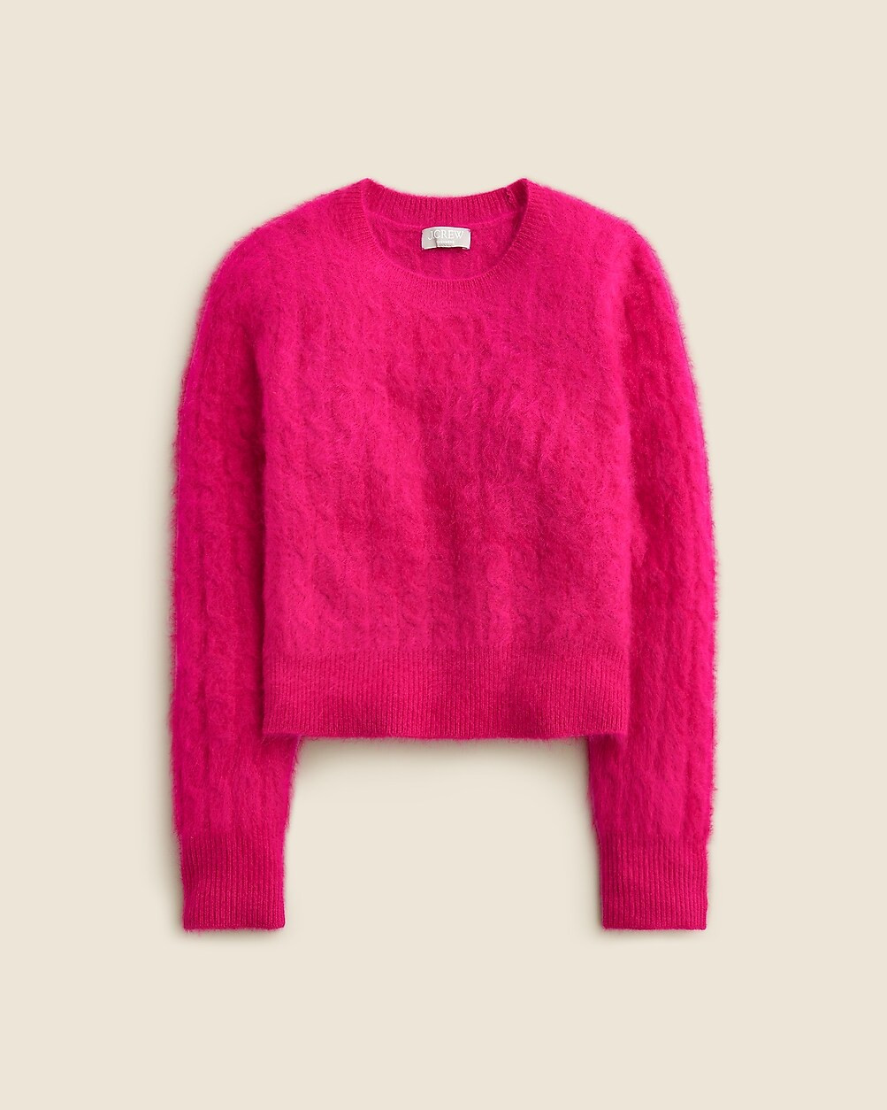 Brushed cashmere shrunken cable-knit crewneck sweater | J. Crew US