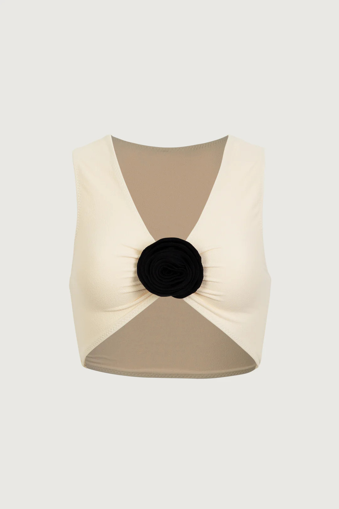 Rosette Tank Top (Faux Suede Cream/Black) | SAME