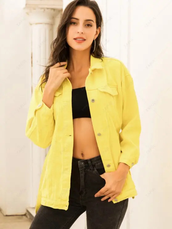 Colored Belt Denim Coat   YELLOW | ZAFUL (Global)